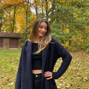 Black thick long cardigan